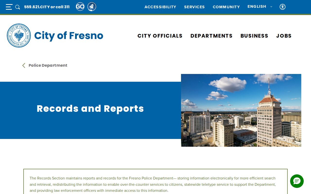 Fresno criminal history Police Records and Reports page