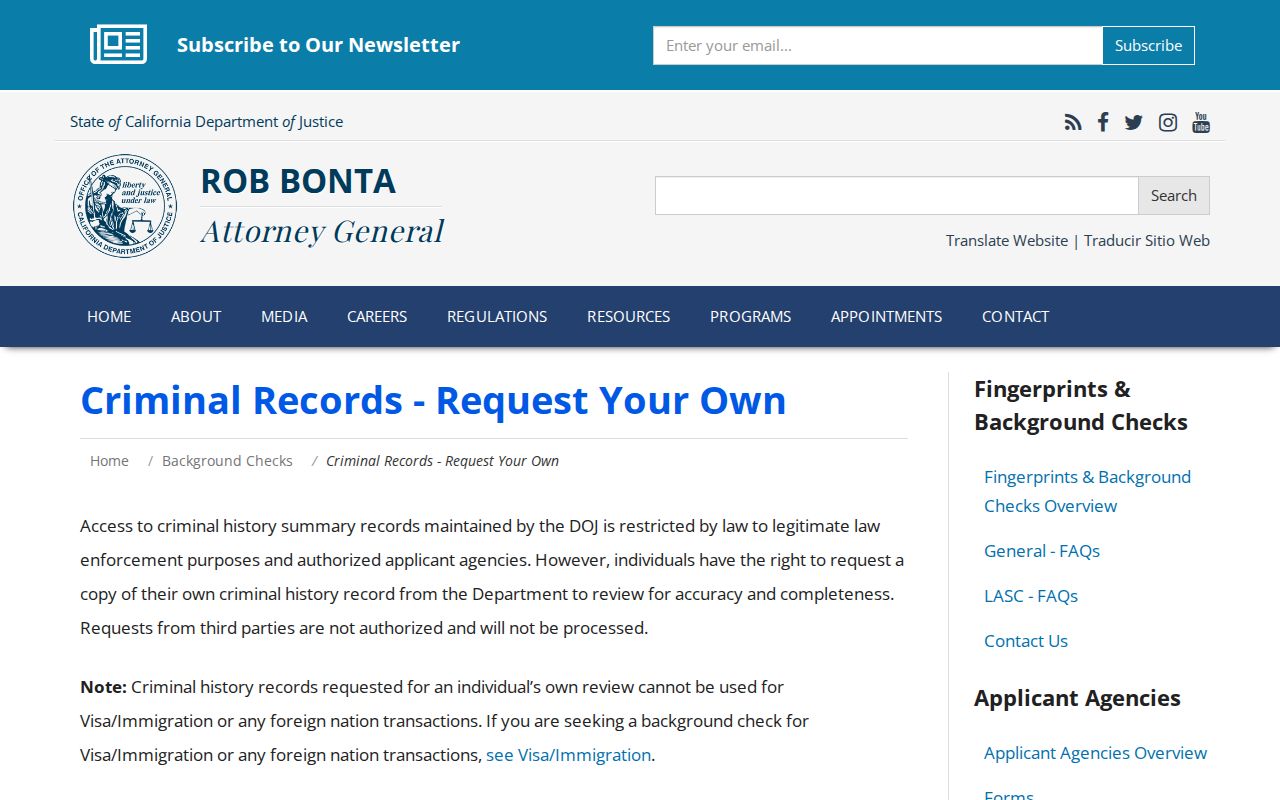 California DOJ record review for Fresno County criminal history